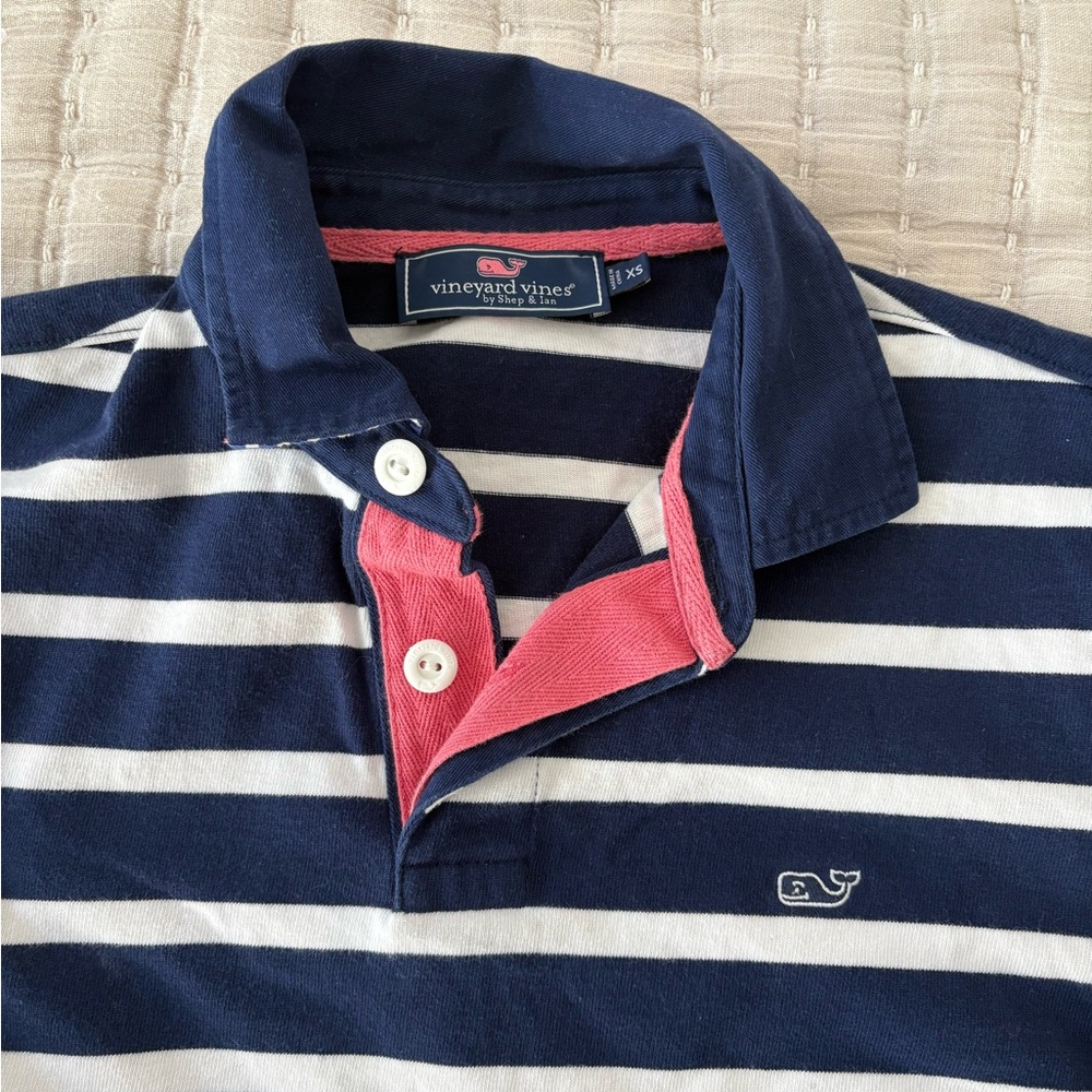 Vineyard Vines Rugby Polo Shirt Navy White Long Sleeve Preppy Women’s XS‎ - Picture 5 of 7